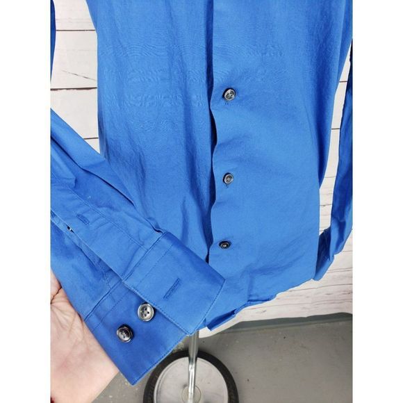 Apt.9 Stretch Slim Fit Royal Blue Neck Size 15 and a half 34/35 Men's Button Up - Picture 6 of 7
